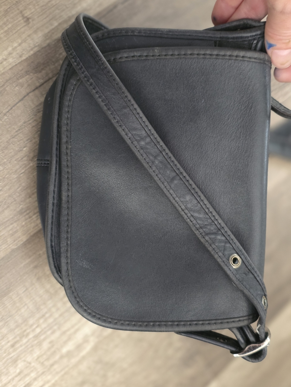 Vintage 90s COACH LUNE SADDLE BAG mini Classic Black Leather Crossbody Y2K - Picture 13 of 16